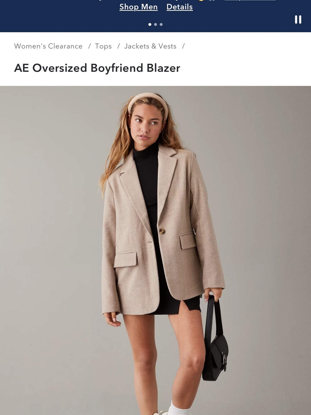American Eagle Outfitters Oversized Boyfriend Blazer - Beige